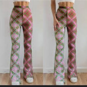 The Ragged Priest  Reveller Flare Sheer Mesh Plaid Pants Size XSmall